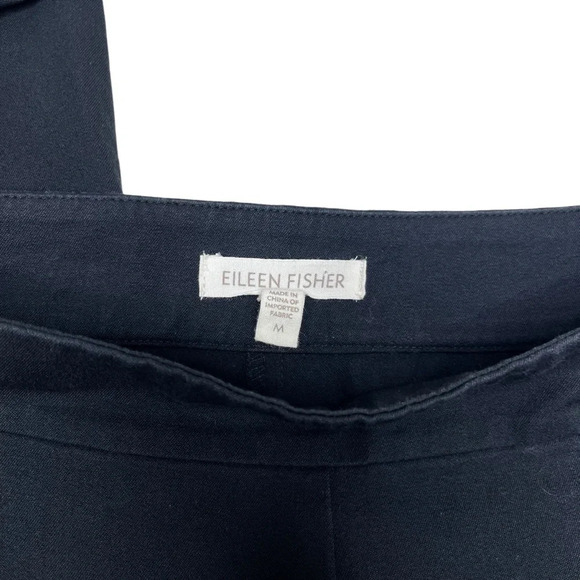 Eileen Fisher Black Cotton Slim Fit Ankle Pant with Ankle Zipper Size Medium - Picture 9 of 12